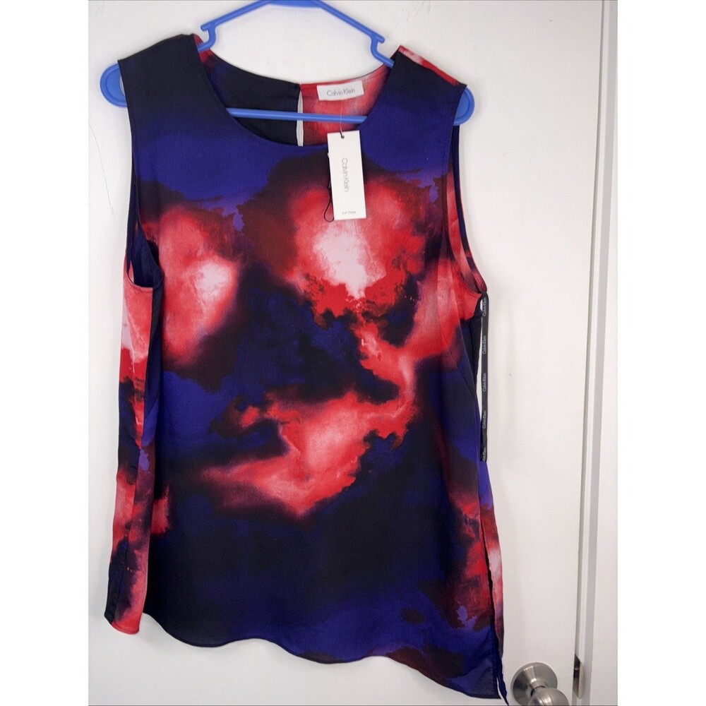 Calvin Klein Asymmetrical Tie Dye Blouse Petite XL New With Tags